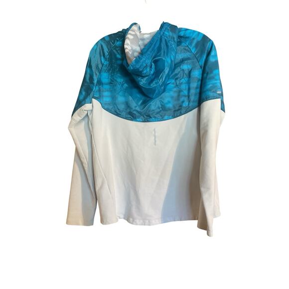 Nike Running Jacket Windbreaker Women’s L Dri-Fit Blue White Lightweight Zip Up - Picture 4 of 5